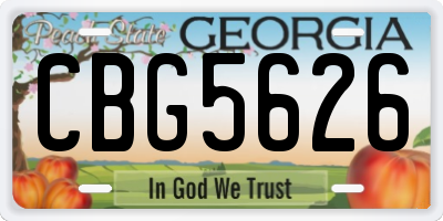 GA license plate CBG5626