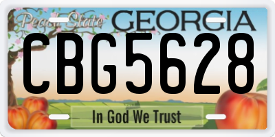 GA license plate CBG5628