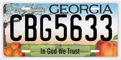 GA license plate CBG5633