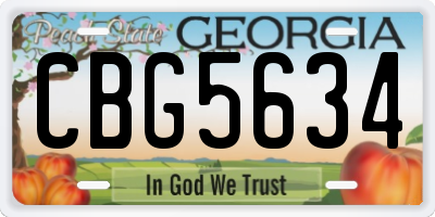 GA license plate CBG5634