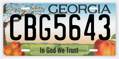 GA license plate CBG5643