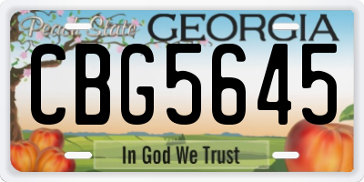 GA license plate CBG5645