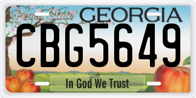 GA license plate CBG5649