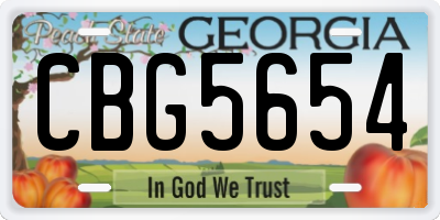 GA license plate CBG5654