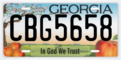 GA license plate CBG5658