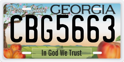 GA license plate CBG5663
