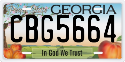 GA license plate CBG5664