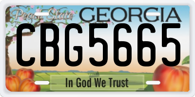 GA license plate CBG5665