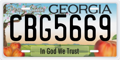 GA license plate CBG5669