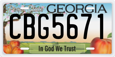 GA license plate CBG5671