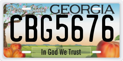 GA license plate CBG5676