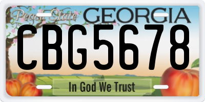 GA license plate CBG5678