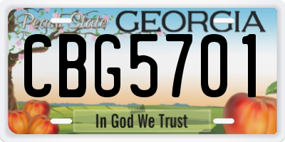 GA license plate CBG5701