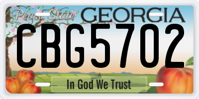 GA license plate CBG5702