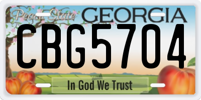 GA license plate CBG5704