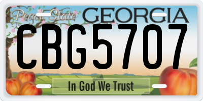 GA license plate CBG5707