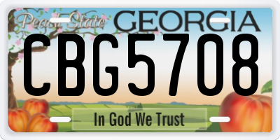 GA license plate CBG5708