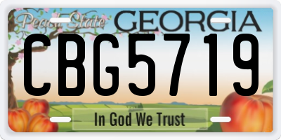 GA license plate CBG5719