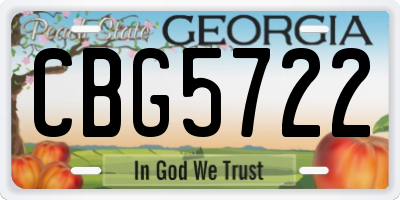GA license plate CBG5722