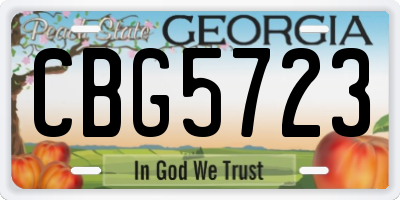 GA license plate CBG5723