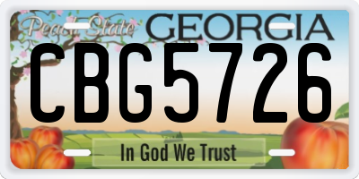GA license plate CBG5726