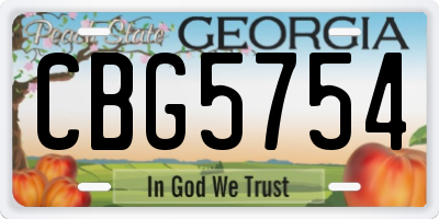 GA license plate CBG5754