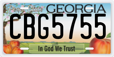 GA license plate CBG5755