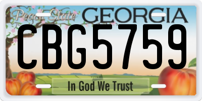 GA license plate CBG5759