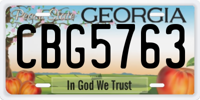 GA license plate CBG5763
