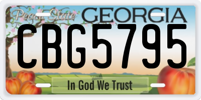GA license plate CBG5795
