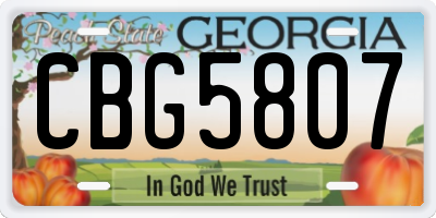 GA license plate CBG5807