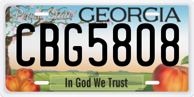GA license plate CBG5808