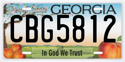 GA license plate CBG5812