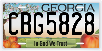 GA license plate CBG5828