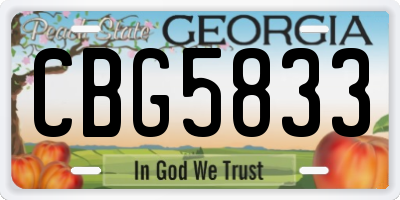 GA license plate CBG5833
