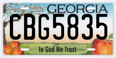 GA license plate CBG5835