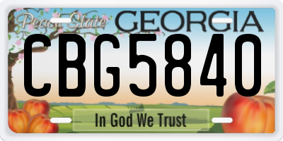 GA license plate CBG5840