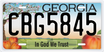 GA license plate CBG5845