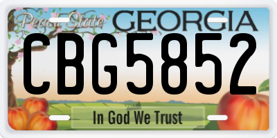 GA license plate CBG5852