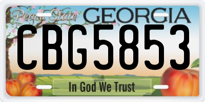 GA license plate CBG5853