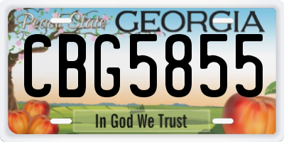 GA license plate CBG5855