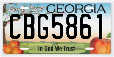 GA license plate CBG5861