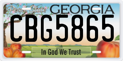 GA license plate CBG5865