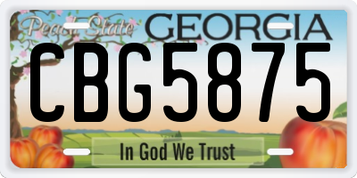 GA license plate CBG5875