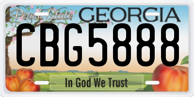 GA license plate CBG5888