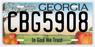 GA license plate CBG5908
