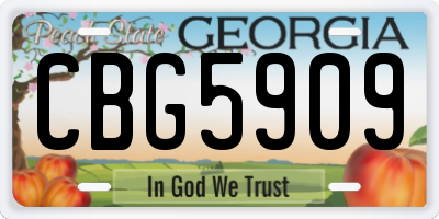 GA license plate CBG5909