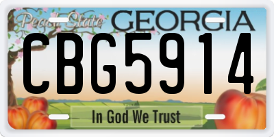 GA license plate CBG5914