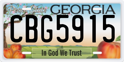 GA license plate CBG5915