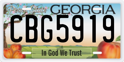 GA license plate CBG5919